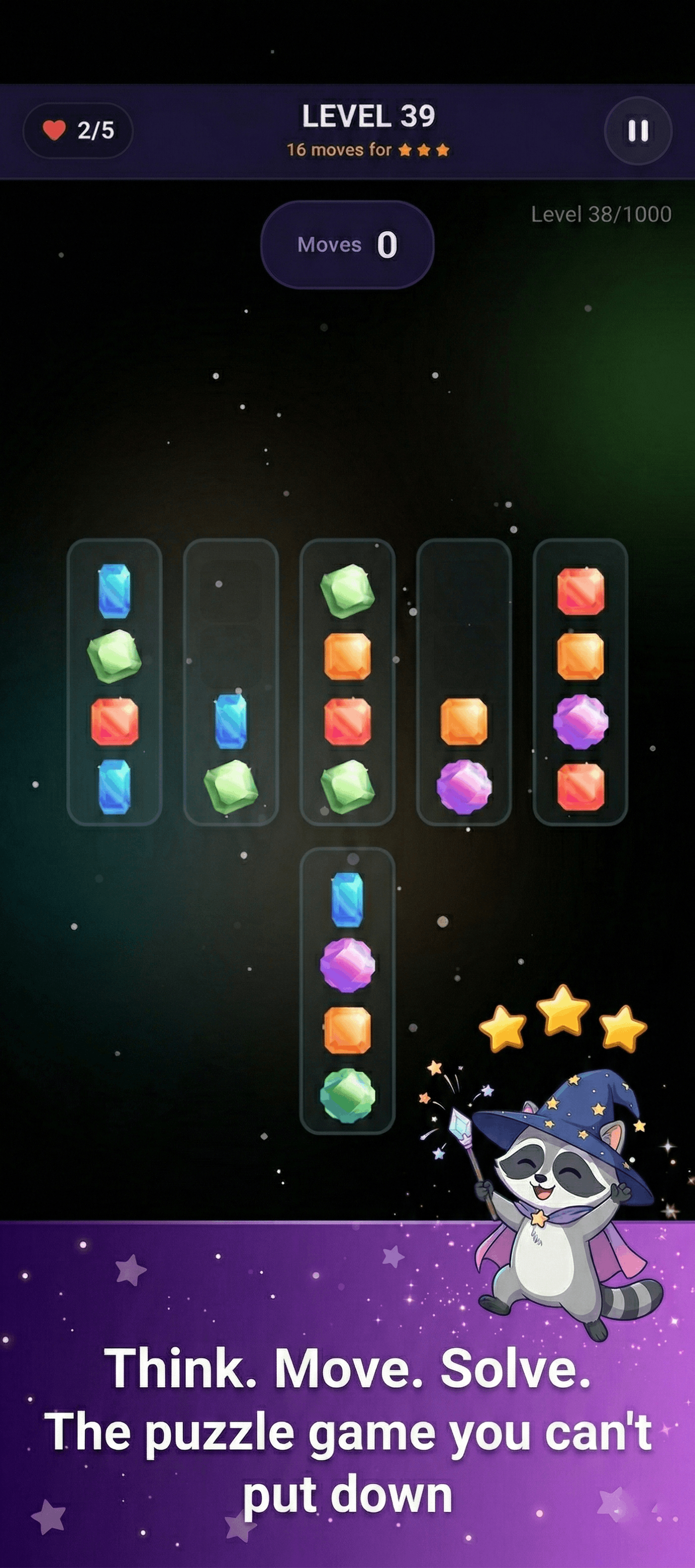 Gameplay screen of Magic Gem Sorter